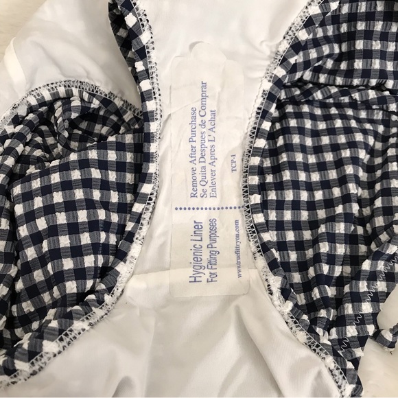 J.Crew Navy Blue Textured Seersucker Gingham One Piece Swimsuit Size 8 - Picture 11 of 15